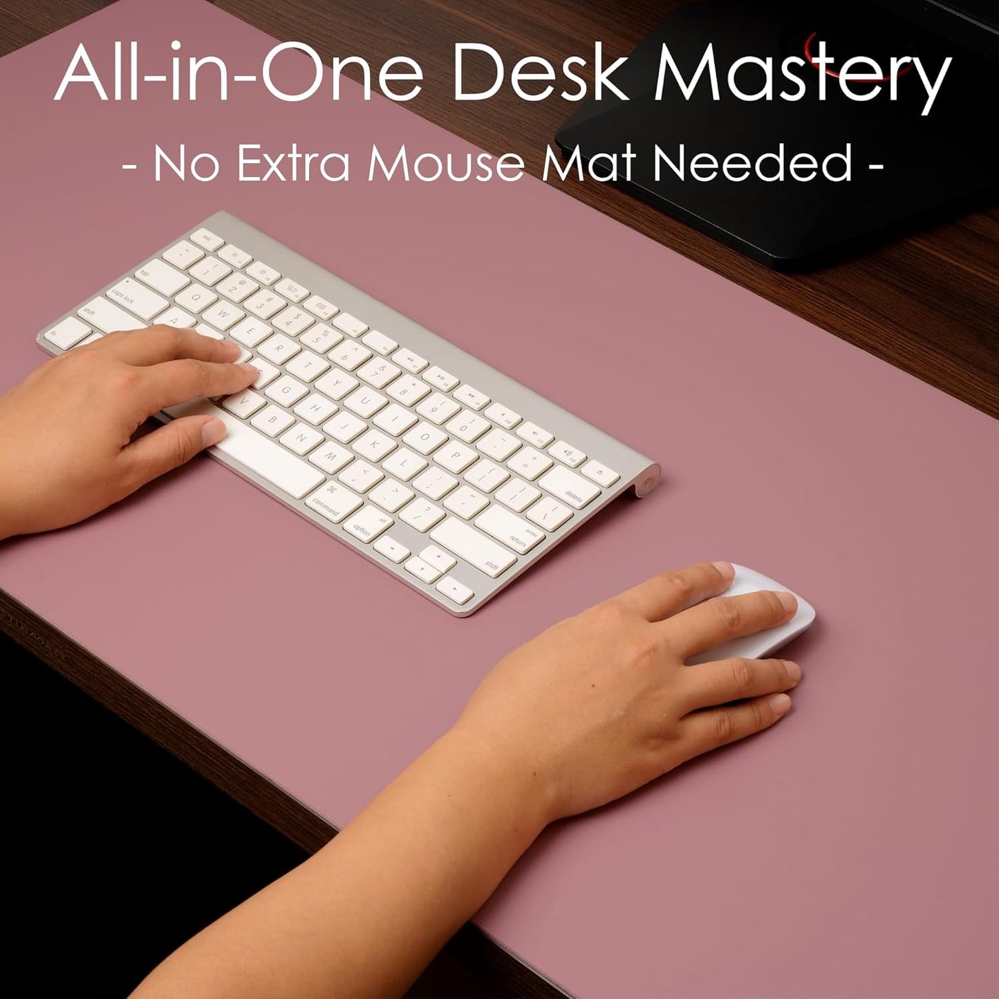 Dual Sided Leather Desk Pad (31.5 X 15.7"), Office Waterproof Desk Mat, PU Mouse Pad, Desk Protector Cover, Desk Writing Mat for Office/Home/Work/Cubicle (Purple/Pink)