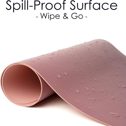 Dual Sided Leather Desk Pad (31.5 X 15.7"), Office Waterproof Desk Mat, PU Mouse Pad, Desk Protector Cover, Desk Writing Mat for Office/Home/Work/Cubicle (Purple/Pink)