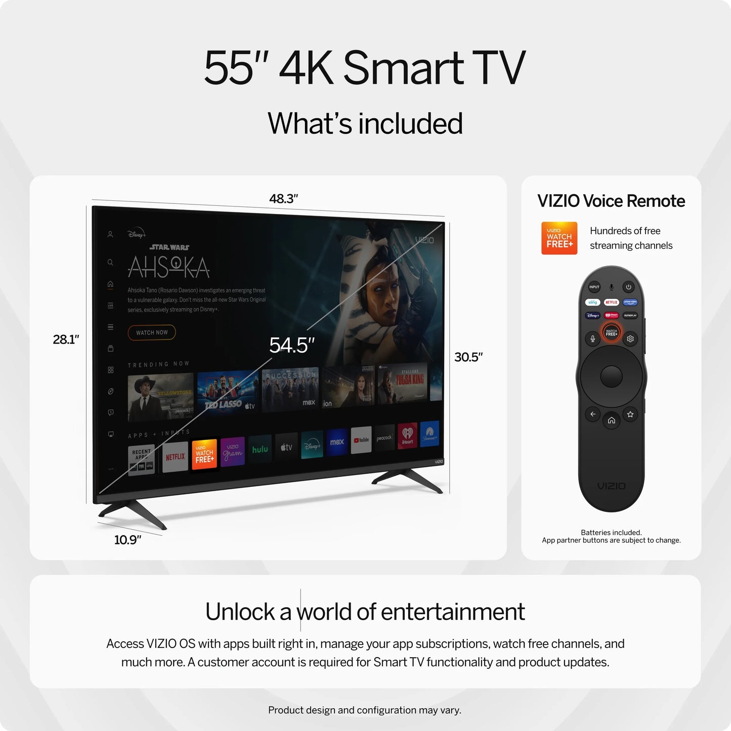 55” Class 4K UHD LED HDR Smart TV (V4K55M-08)