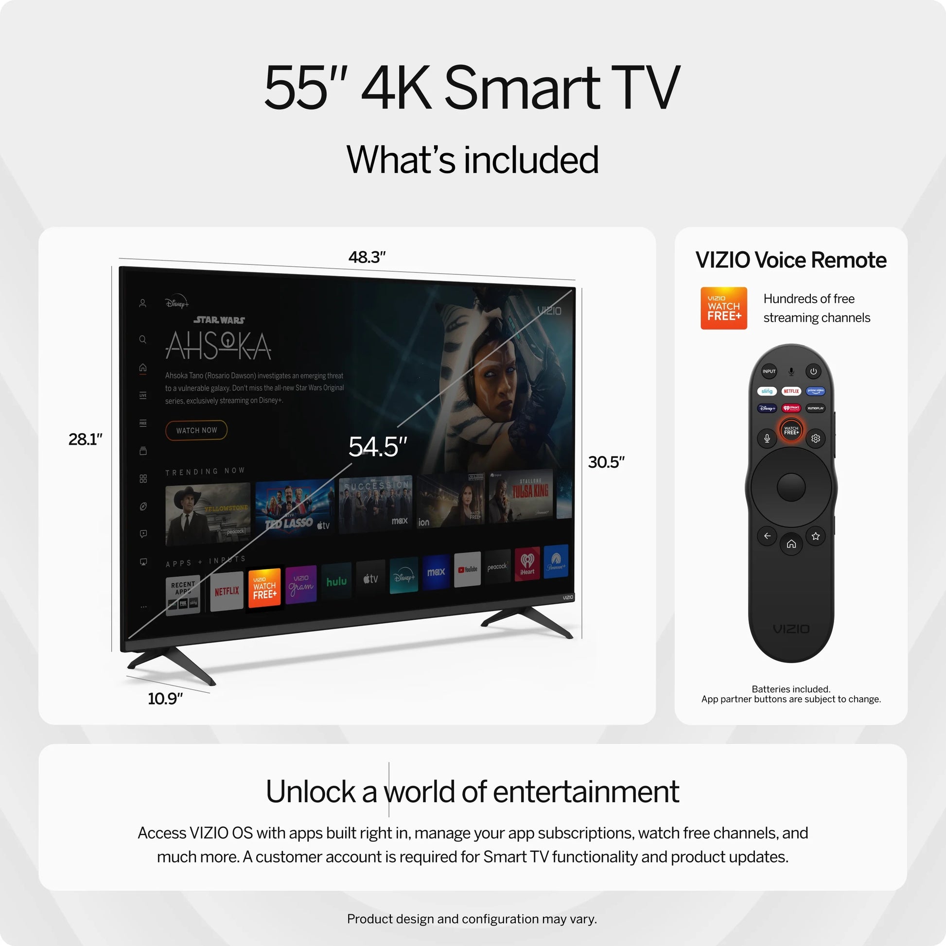 55” Class 4K UHD LED HDR Smart TV (V4K55M-08)
