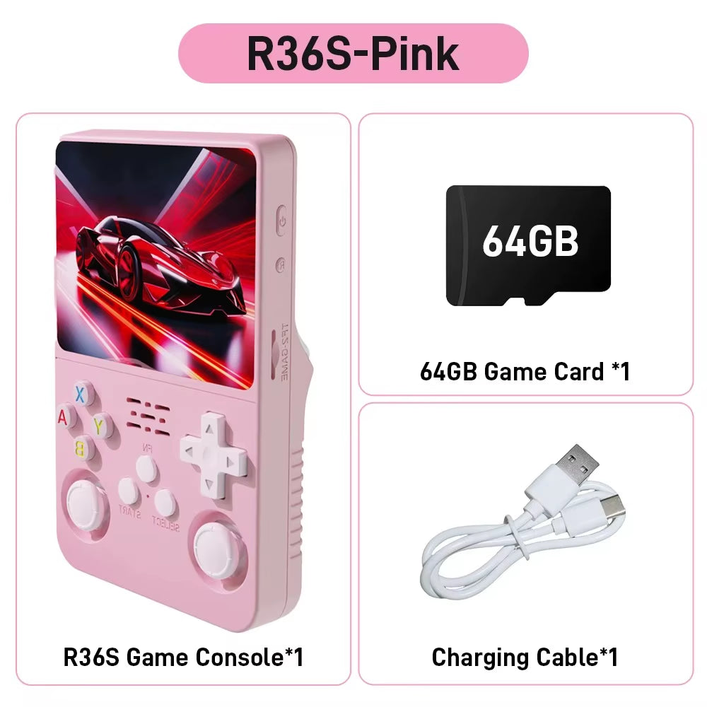 R36S ARKOS Retro Handheld Video Game Console Genuine 3.5 Inch IPS Multiple Colors Are Available Screen Portable Player 64GB Game