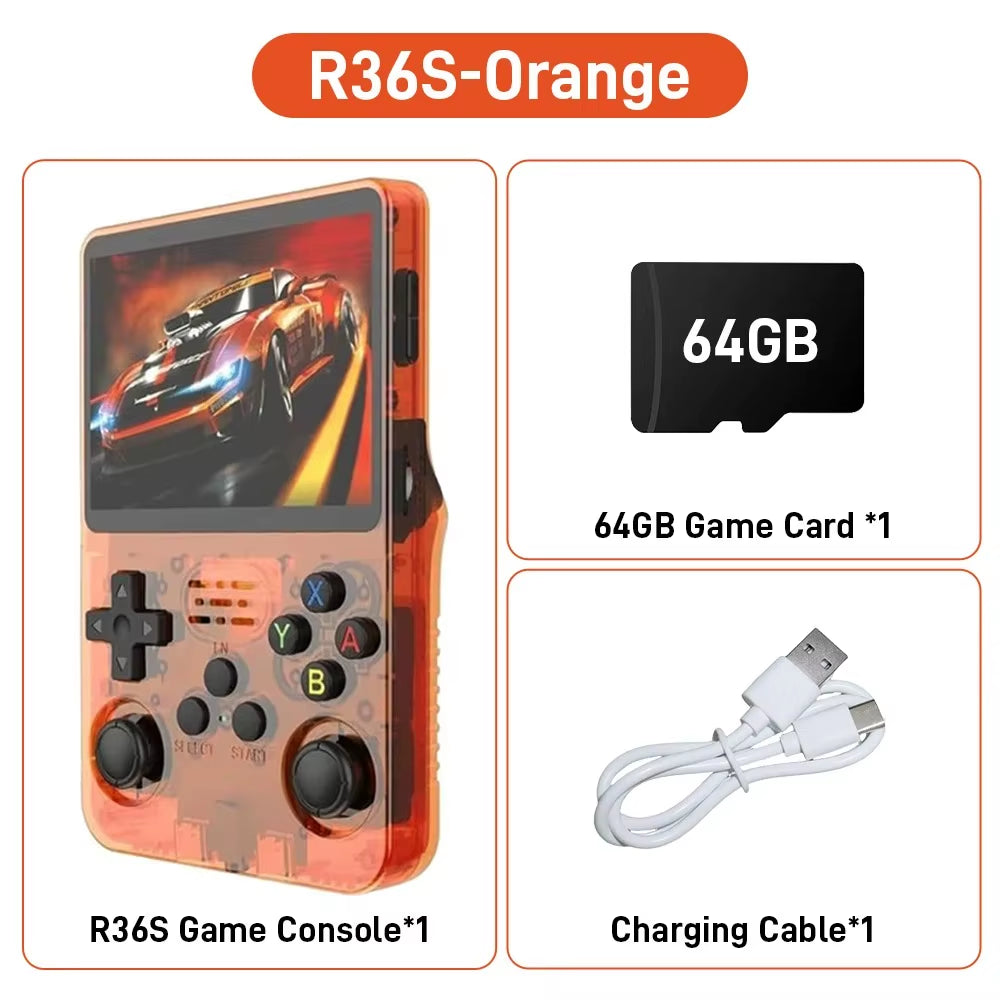 R36S ARKOS Retro Handheld Video Game Console Genuine 3.5 Inch IPS Multiple Colors Are Available Screen Portable Player 64GB Game
