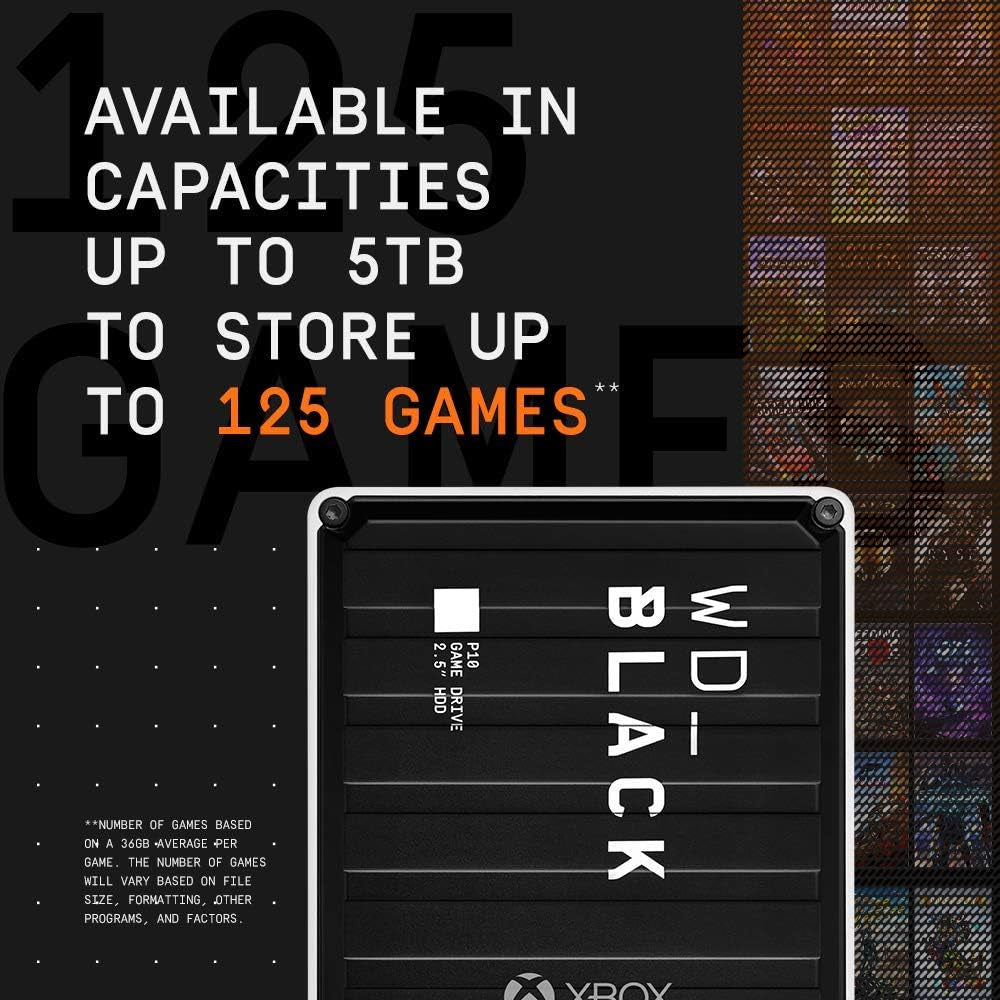 _BLACK 4TB P10 Game Drive for Xbox - Portable External Hard Drive HDD with 1-Month Xbox Game Pass - BA5G0040BBK-WESN